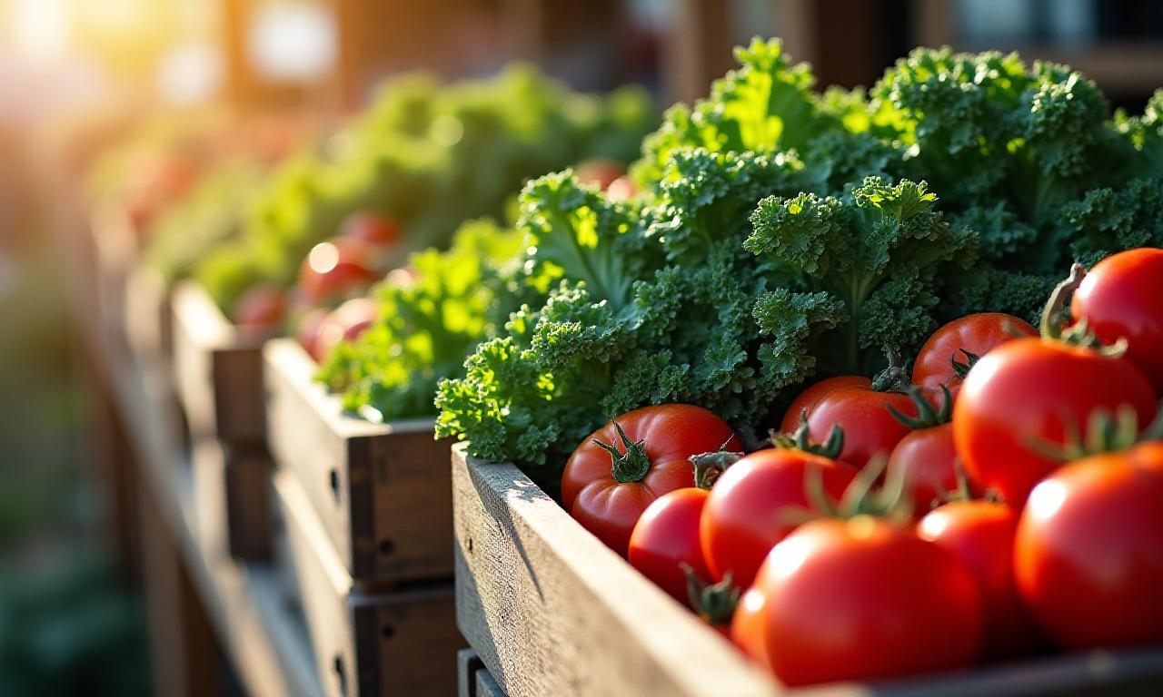 Organic produce in a local market setting