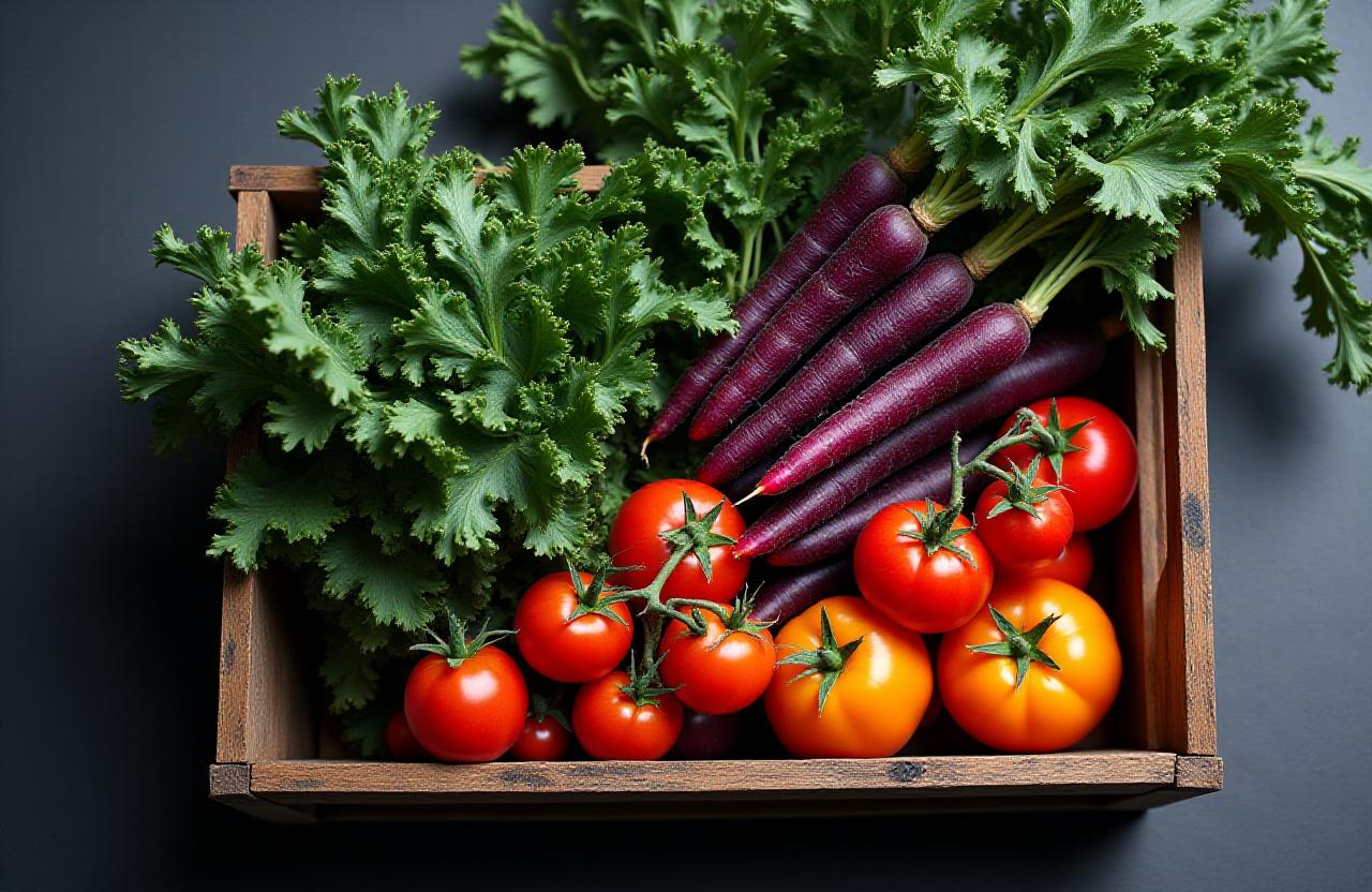 Seasonal harvest of vibrant organic vegetables